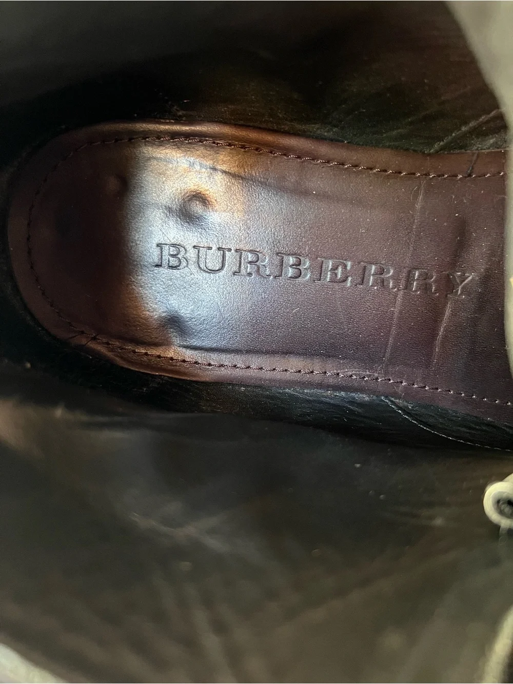 Burberry Leather Ankle Boots Sz 43 US 9.5 Patent Black Leather Lace Up